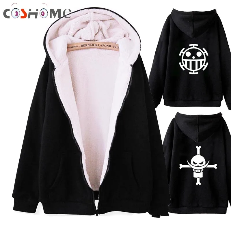 Coshome Аниме One Piece Luffy Trafalgar Law зимняя куртка пальто для мужчин и женщин Толстая