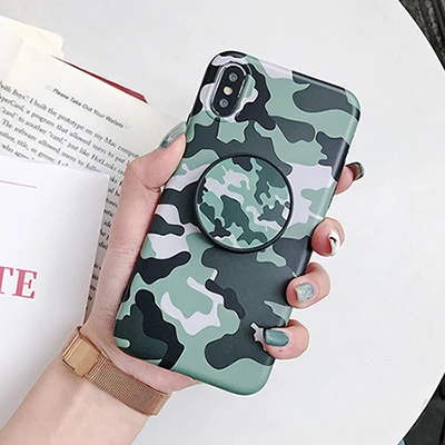 Green (With Stand) SUYACS военный камуфляжный чехол для телефона для iPhone 11 Pro Max XR X XS Max 6 6S 7 8 Plus Гибкая Складная мягкая задняя крышка - Цвет: Green (With Stand)