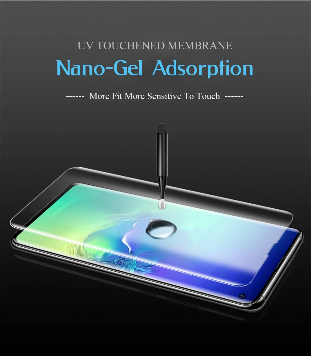 Нано-жидкая пленка для samsung Note 8 9 S10 S9 S8 Plus S7 Edge, ультрафиолет, полный клей, закаленное стекло, прозрачная защитная пленка для Galaxy S10E