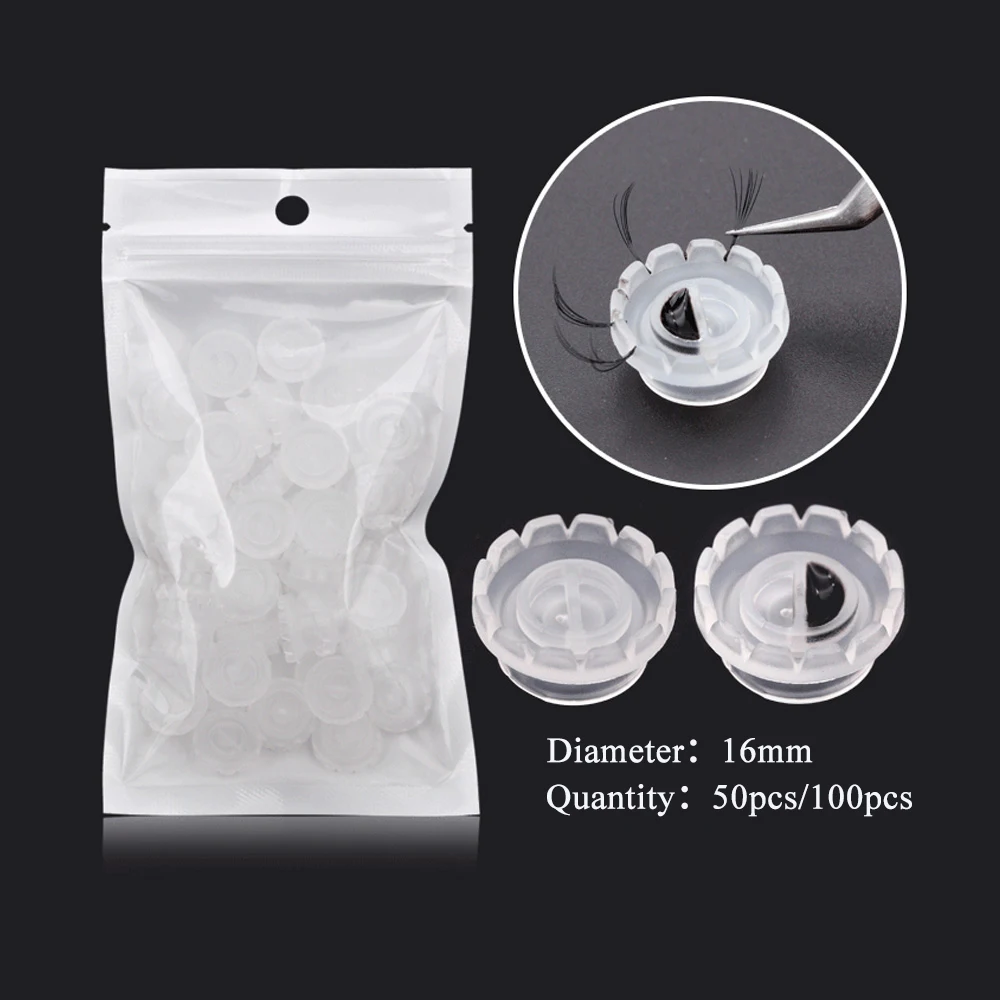 

GLAMLASH 100Pcs Salon Use Eyelash Glue Holder Eyelashes Extension Quick Flowering Blossom Cup Ring Adhesive Stand Makeup Tools