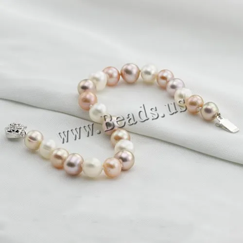 

100% real natural freshwater pearl bracelet mixed color cultured genuine pearl bracelet for woman