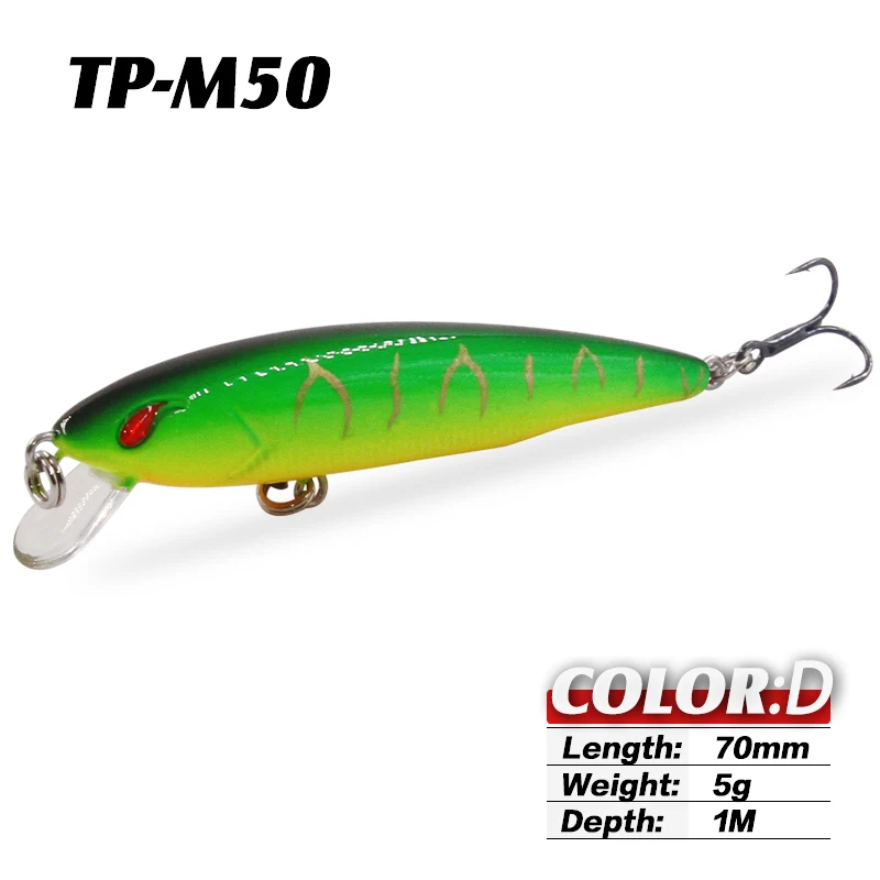 TacklePRO M50 приманки для пресной соленой воды плавающие Джеркбейт маленький гольян Кривошип басовые крючки mustad снасти Щука бас 7 см 5 г глубина 1 м - Цвет: D