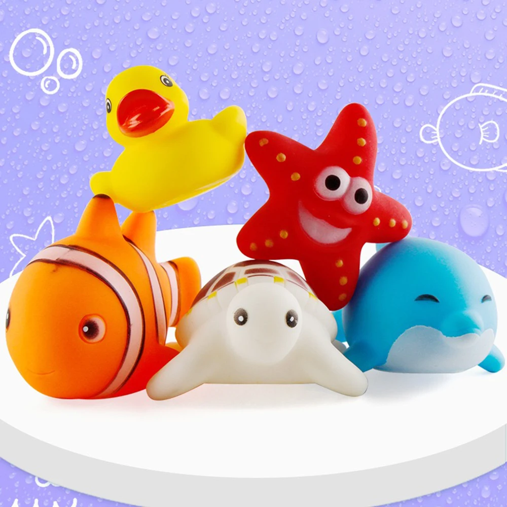 5 предметов в комплекте детские игрушки для ванной рыболовная сеть Rubber Duck морские