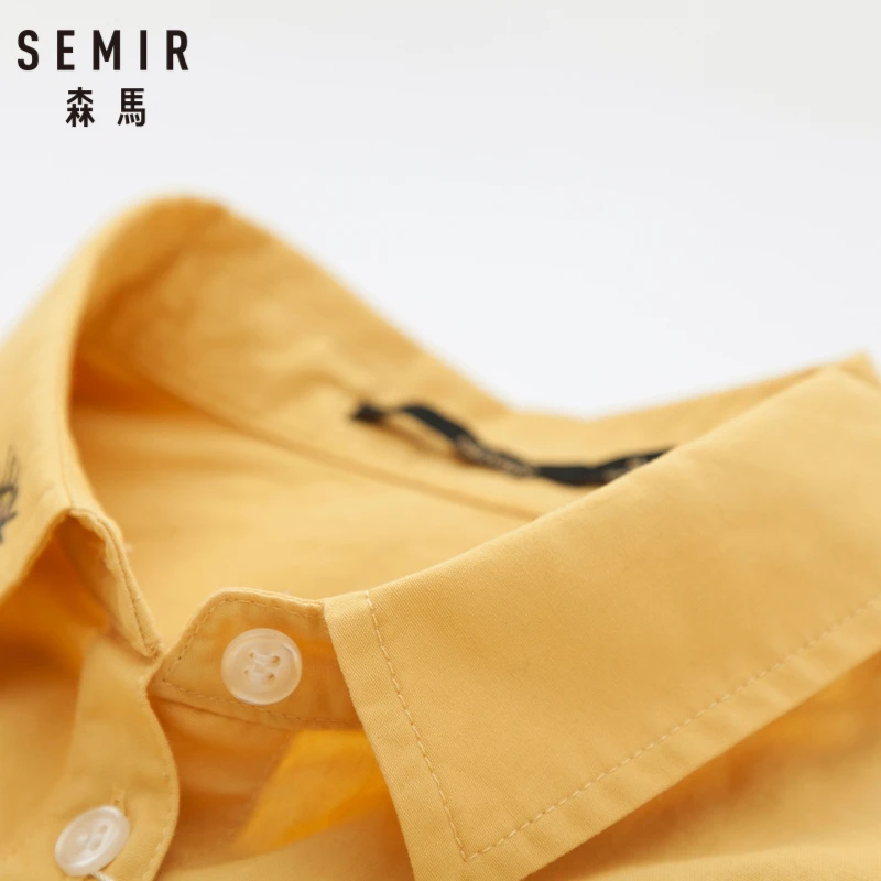 Женская блузка SEMIR 100% хлопок приталенная вышитая рубашка нагрудный карман