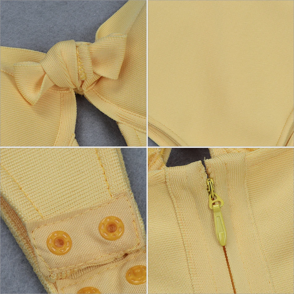 Женский комбинезон на бретелях-спагетти желтый бандажный с вырезами для