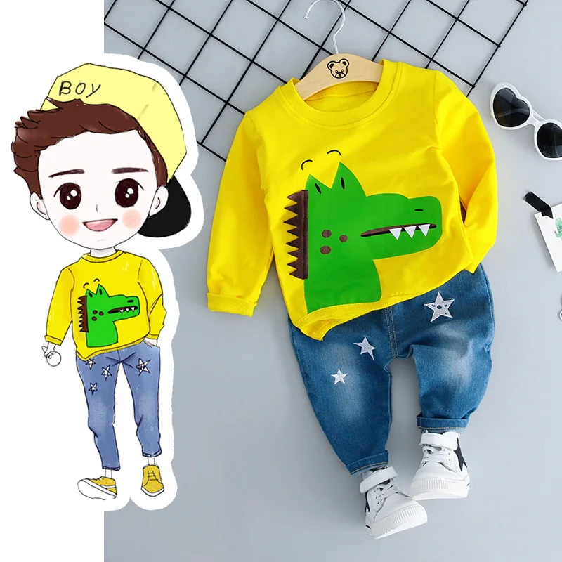 JIOROMY 0-1-2-3 year old male baby children's cartoon one suits the small boy fall leisure two-piece undertakes to 786 a1 | Детская