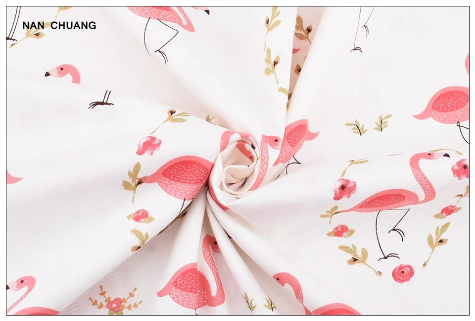 Nanchuang 4 шт./лот Фламинго печати Хлопок Twill Ткань Лоскутная Ткань для DIY Швейные и стежки сумки материал для скрапбукинга 20x25 см