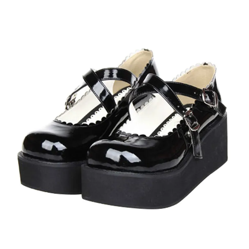 

Princess sweet punk shoes Lolita shoes with Lolita cross platform and thick soled shoes low cute cartoon Princess women pu9606