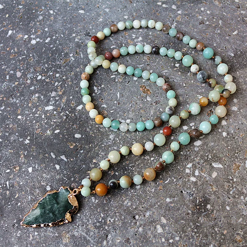 Необычный скандал Амазонит камни Розария цепочка подвеска стрелы ожерелье Mala