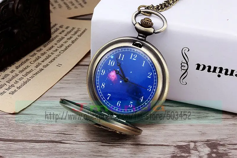 100 шт./лот дизайнерские карманные часы с синим циферблатом в стиле ретро