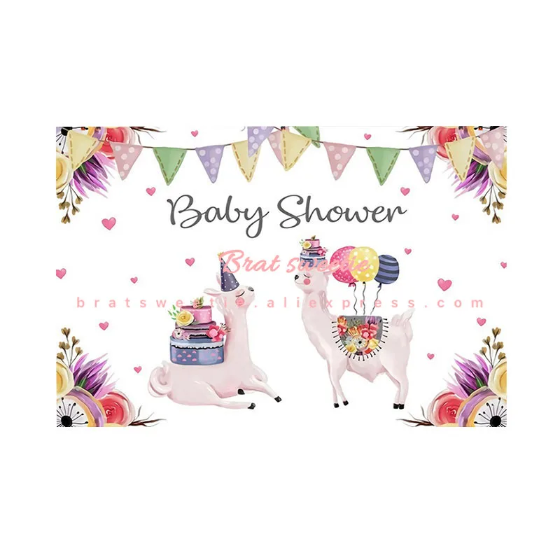 baby llama backdrop 7x5ft розовый лама вечерние фоны Мексиканская тема Альпака детский душ день рождения фотографии фоны кактус фото фон - Цвет: baby llama backdrop