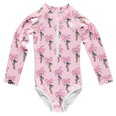 pink UPF 50+, детский купальный костюм, Летний Бикини для маленьких девочек купальный костюм с длинными рукавами и рисунком глаза панды, купальный костюм для мальчиков, цельная одежда для плавания, Новинка - Цвет: pink