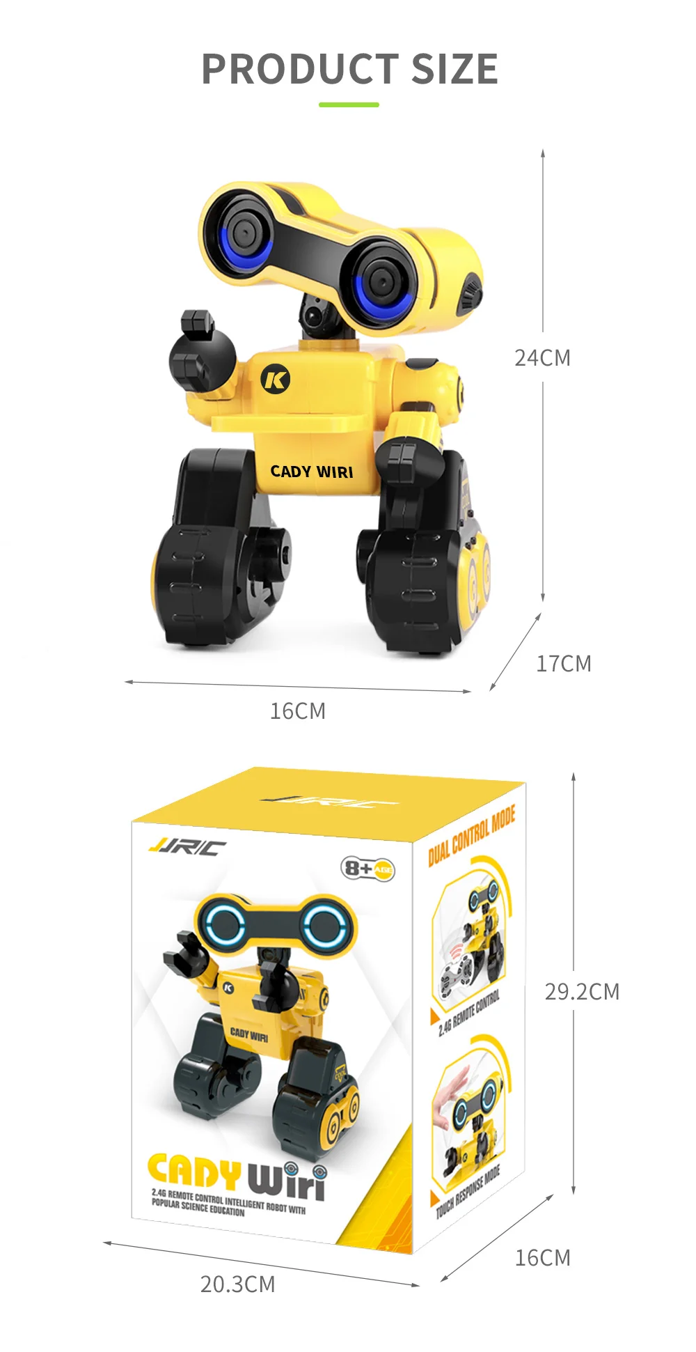 Интеллектуальный робот EBOYU JJR/C JJRC R13 Cady WIRI, программируемый музыкальный танец, игрушка-робот для детей в подарок