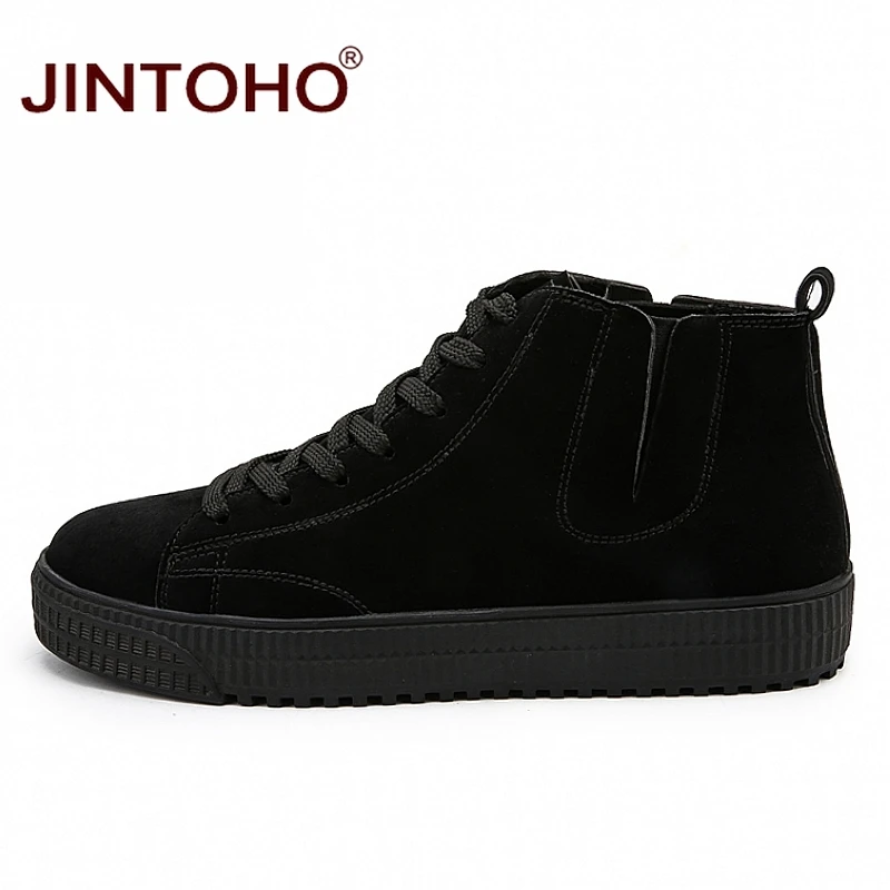 Зимняя мужская обувь JINTOHO модные коричневые кожаные ботинки для мужчин