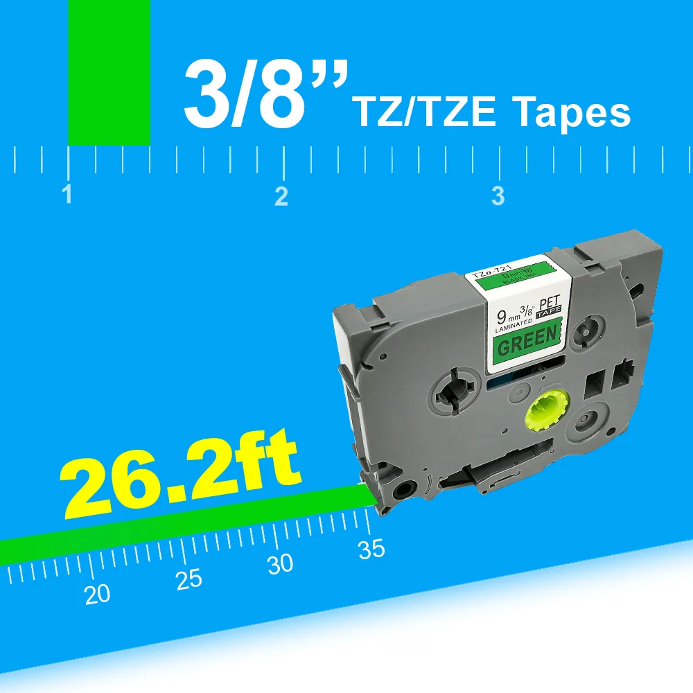 Orison 5PCS TZe-721 9mm Black On Green TZe721 TZ721 TZe 721 TZ Tape For Brother P-Touch Label Printer Ribbons TZ-721 | Компьютеры и
