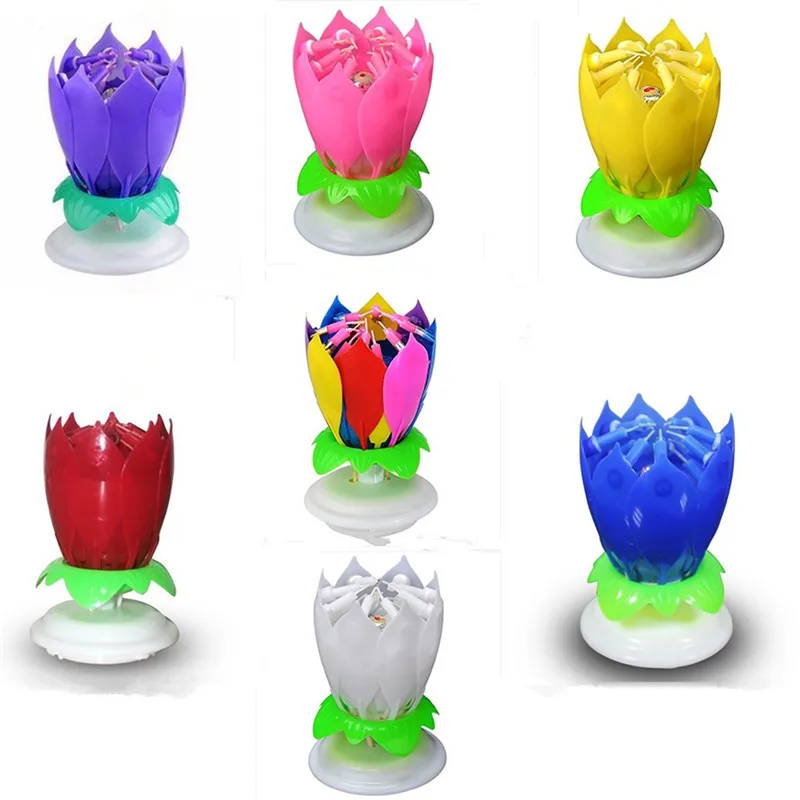 7 шт./компл. Модные удивительные романтические музыкальные свечи лотоса