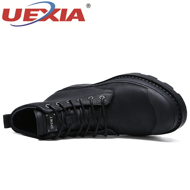 UEXIA/зимние теплые мужские ботинки повседневная мужская обувь без шнуровки