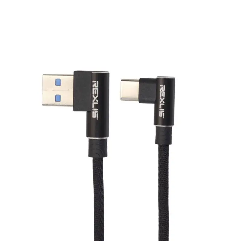 Быстрая зарядка USB C кабель для huawei Xiaomi Mi5 Mi6 нейлон 90 градусов USB2.0 к Typec данных шнур