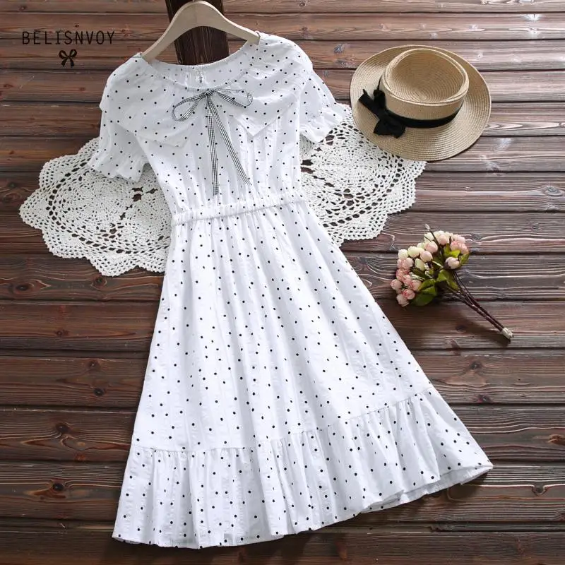 Белое розовое летнее платье с оборками японское Mori Girl Vestidos женские хлопковые
