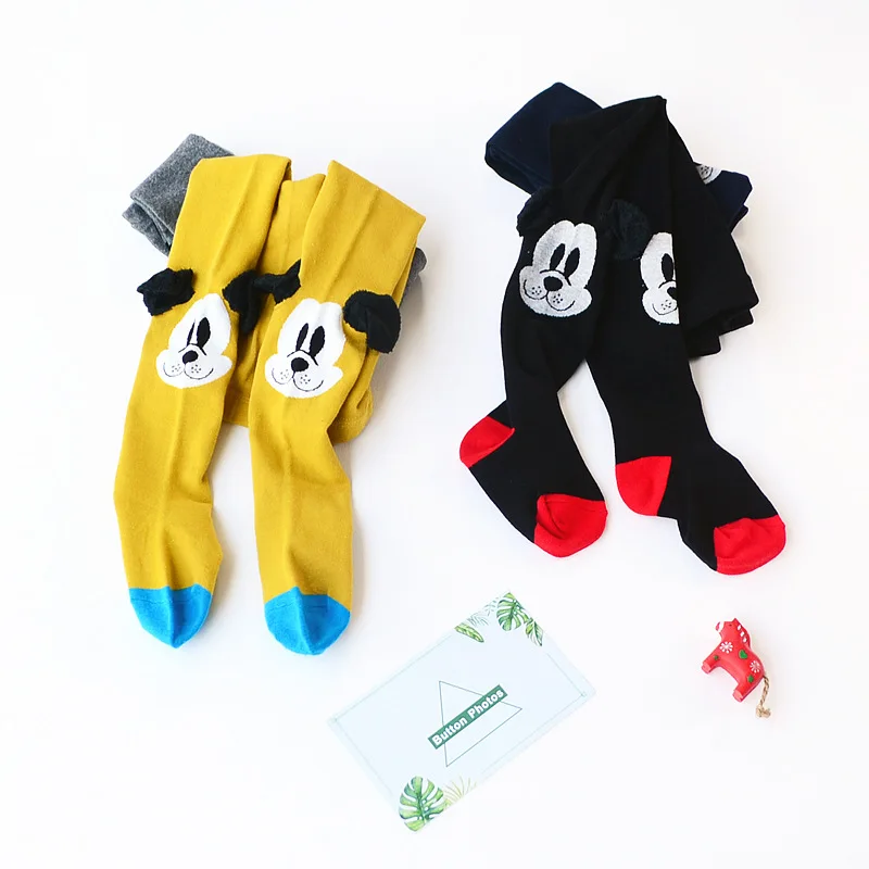 Новые осенние корейские детские колготки с милыми мультяшными ушками для