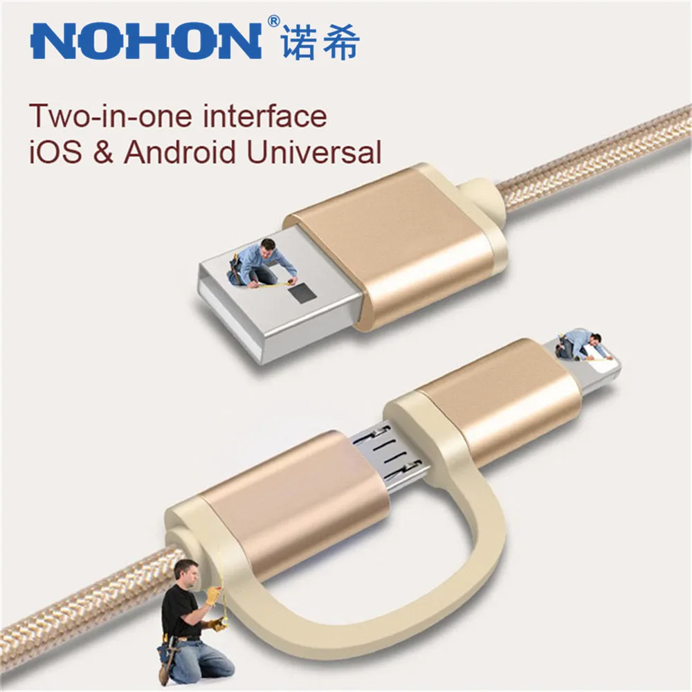 NOHON 2 в 1 Micro USB кабель для зарядки iPhone 6S 7 8 Plus X XS MAX XR кабели для быстрой зарядки для samsung Xiaomi huawei