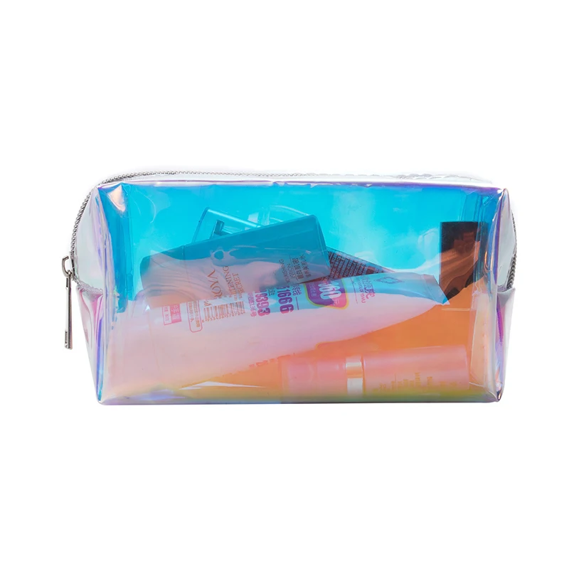 

Laser Cosmetic Bag Women Makeup Case PVC Transparent Beauty Organizer Waterproof Storage Bag Pouch Fashion Female Jelly Bag