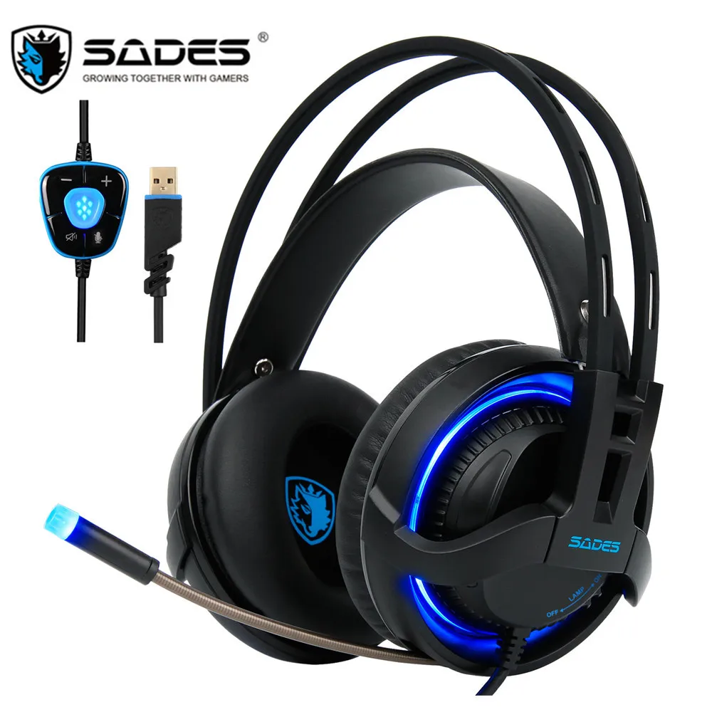 SADES R2 PC Gamer игровая гарнитура USB 7 1 Игровые наушники Bass Casque с микрофоном дышащие
