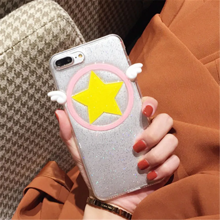 iPhone7 iPhone6 plus For iPhone 6S Mobile Phone Case Glitter Card Captor Sakura pentagram turnkey Soft shell Hand case | Тематическая
