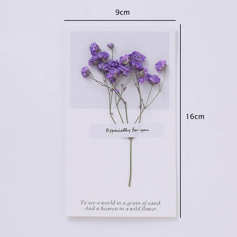purple Gypsophila 1 компл. Природа сушеные цветы складные пустые карты Гипсофилы спасибо подарок открытка Канцелярские конверт - Цвет: purple Gypsophila