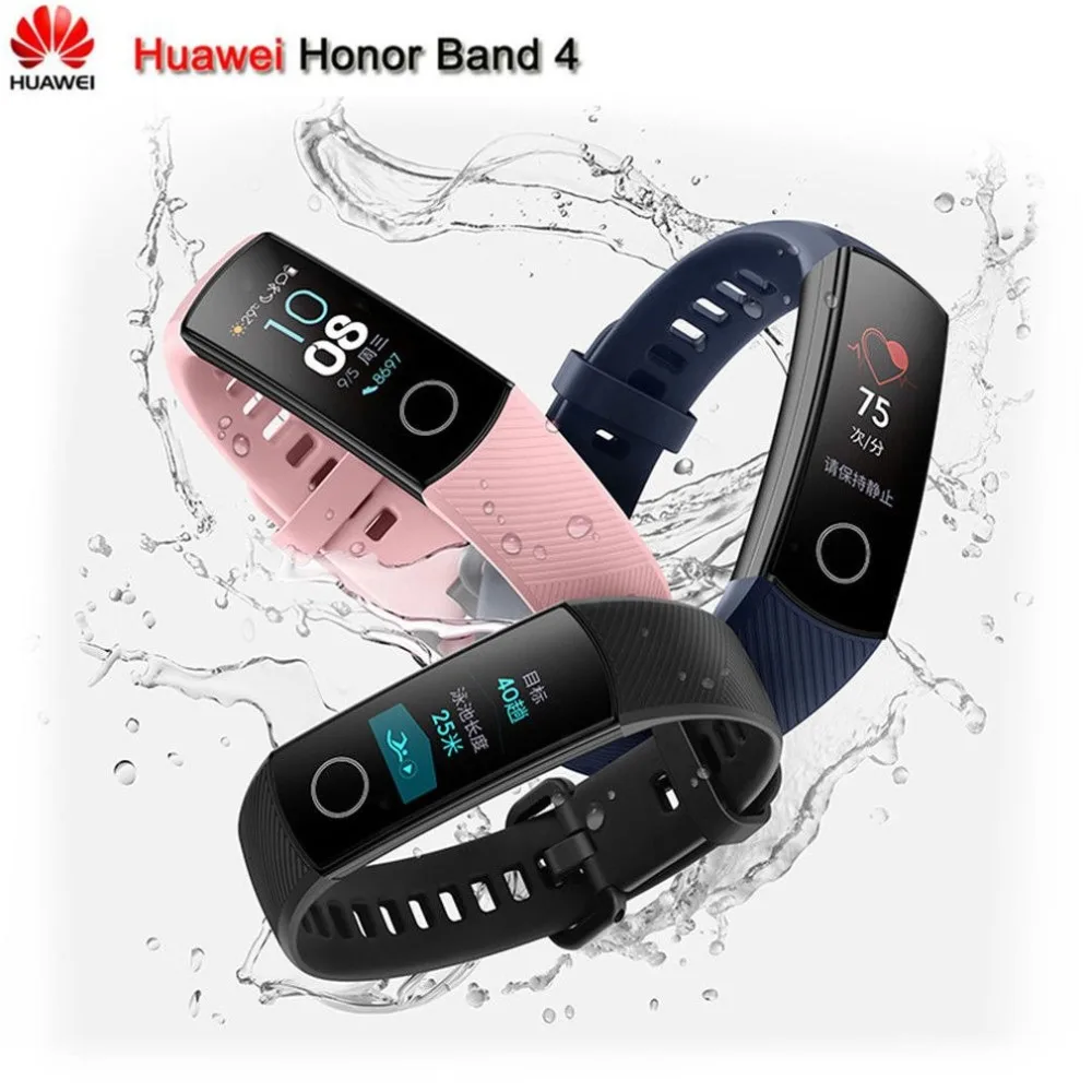 Honor Band 4 смарт-браслет 2.5D стекло сенсорный экран Bluetooth монитор сердечного ритма оригинальные Смарт-часы huawei Android и IOS
