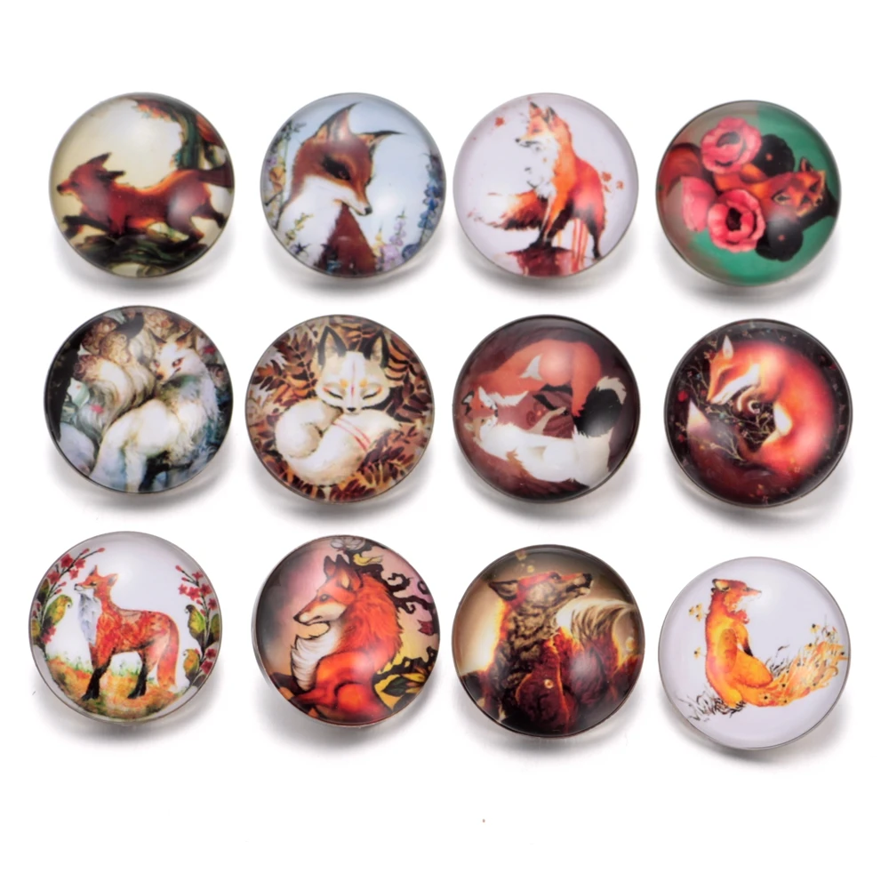 12 шт./лот Подвески в виде милой лисы 18 мм Стеклянная кнопка для самостоятельного