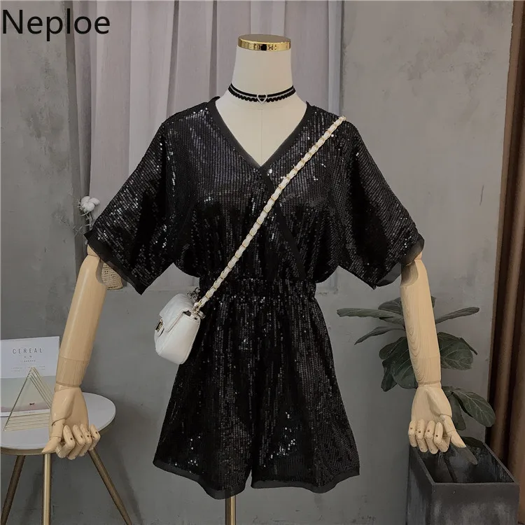 Neploe женский комбинезон с v образным вырезом расшитый блестками повседневный