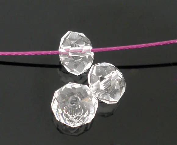 Стеклянные бусины DoreenBeads россыпью плоские круглые прозрачные граненые диаметром