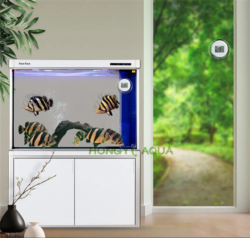 SUNSUN Fish tank Electronic thermometer Suction cup Pet box Diving LCD digital display Aquarium supplies | Дом и сад