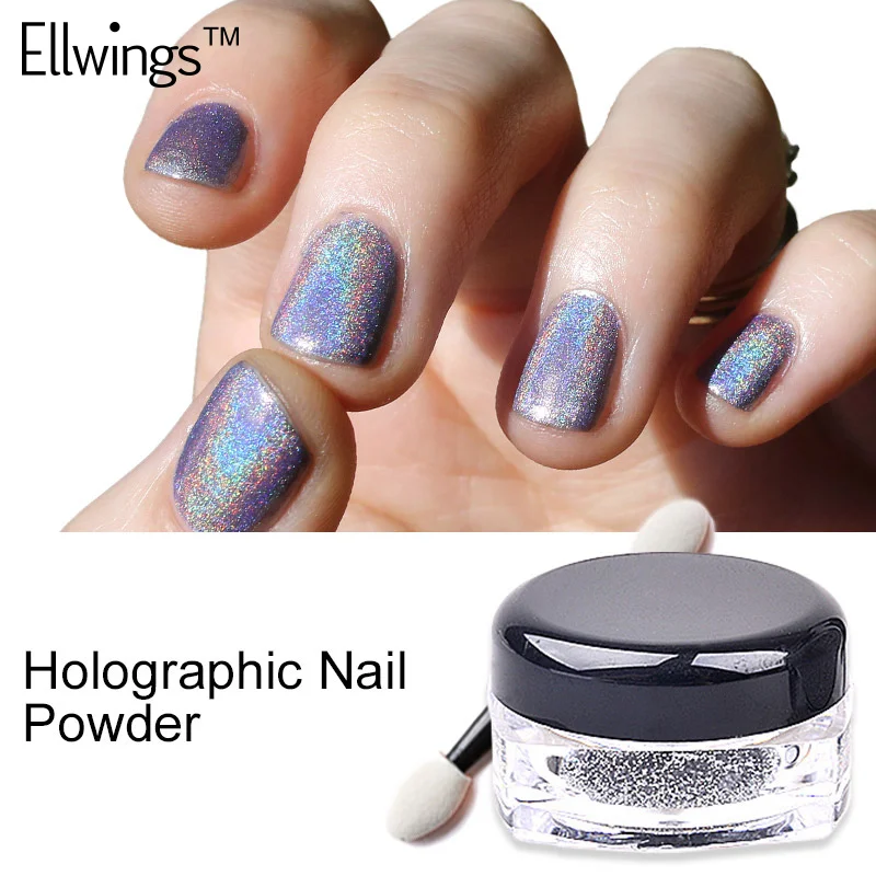 Ellwings 1 г/кор. блеск радужные пигменты пыли ногтя Холо Единорог Порошковая голограмма неоновая пудра гель лак для ногтей