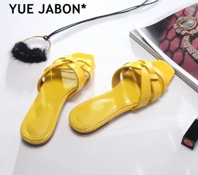Amelia Slipper Runway Leather Sandalias Mules Cuts Outs Women Tribute Flat Slide Gladiator Sandals Cut Out Shoes free ship | Обувь