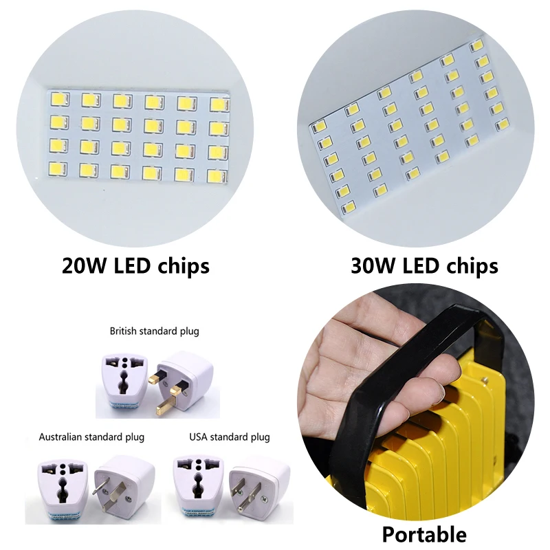 구매 Eslas-LED 야외 투광 조명, 20W 30W, 충전식 휴대용 스포트라이트, 손 작업 램프, IP65 방수 조명, 캠핑용 저렴한 Eslas-LED 야외 투광 조명, 20W 30W, 충전식 휴대용 스포트라이트, 손 작업 램프, IP65 방수 조명, 캠핑용
