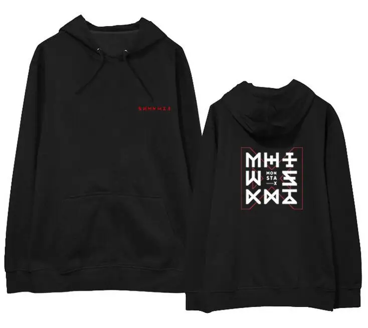 Пуловер с принтом Kpop monsta x флисовый/тонкий свитшот для фанатов 4 цвета|me hoodie|thin