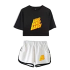Комплект из двух предметов с принтом KPOP Bigbang, хлопковая одежда, женский спортивный костюм, укороченная футболка и шорты, сексуальная летняя одежда
