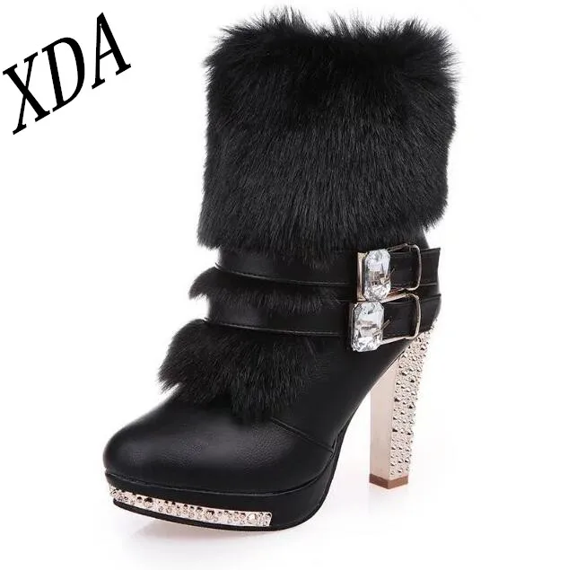XDA 2019 Новые женские ботинки Хан издание Модная обувь на платформе высокий толстый