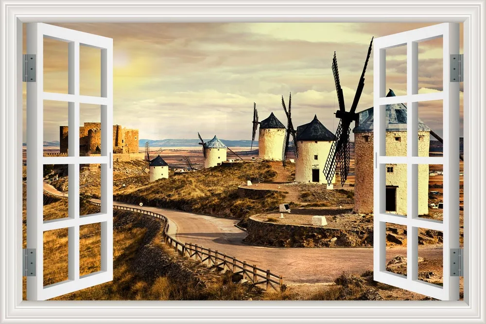 9 Настенная художественная Настенная Наклейка s ветряная мельница красивый пейзаж обои ПВХ Наклейка виниловая Фреска для детской комнаты украшение дома - Цвет: 9