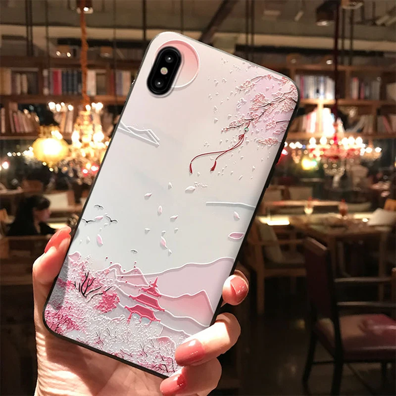 1 Рельефный чехол для телефона с изображением пейзажа сороки для iPhone 6, 6 S, 7, 8 Plus, X, XS, MAX, XR, мягкая задняя крышка из ТПУ для OPPO R15, R17, чехол - Цвет: 1