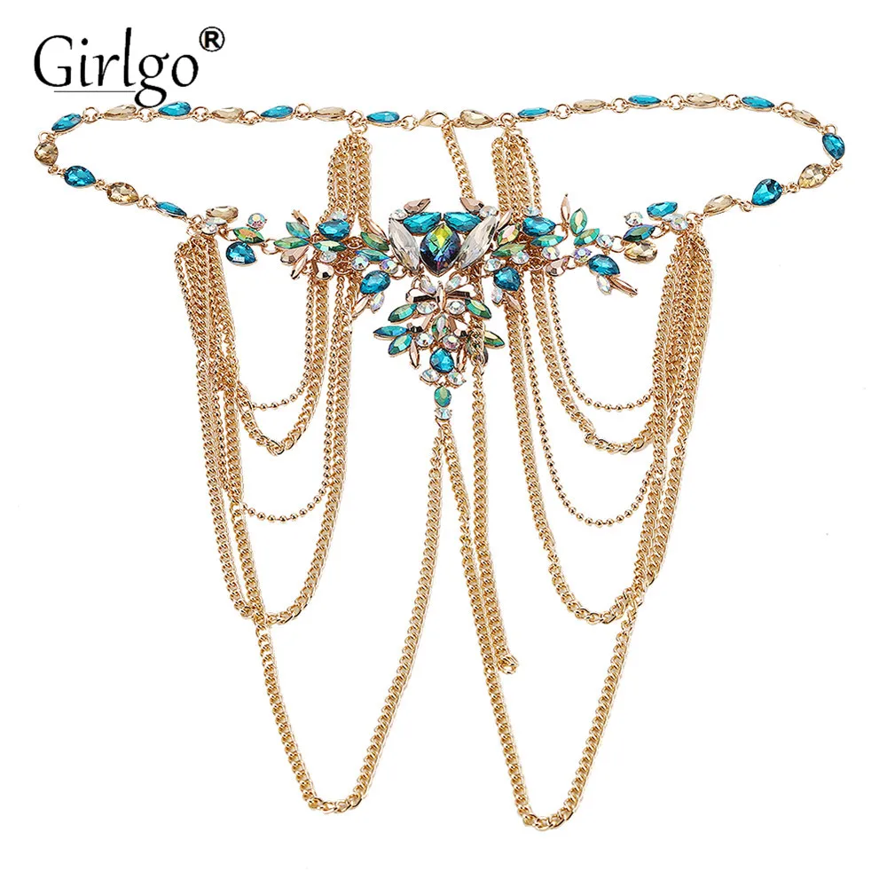 Girlgo Роскошные красочные Кристальные трусики для женщин крутые сексуальные украшения для тела модные великолепные хрустальные хианские трусы Bijoux
