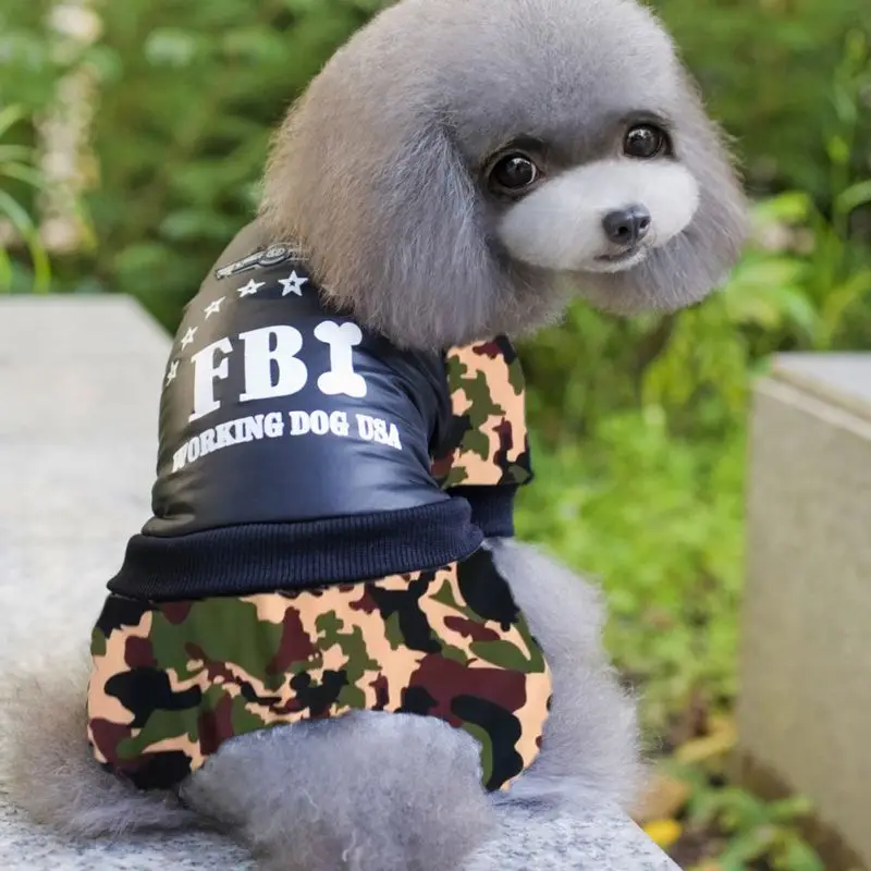 2018 Одежда для собак модный собачий комбинезон с принтом FBI зимний теплый одежда
