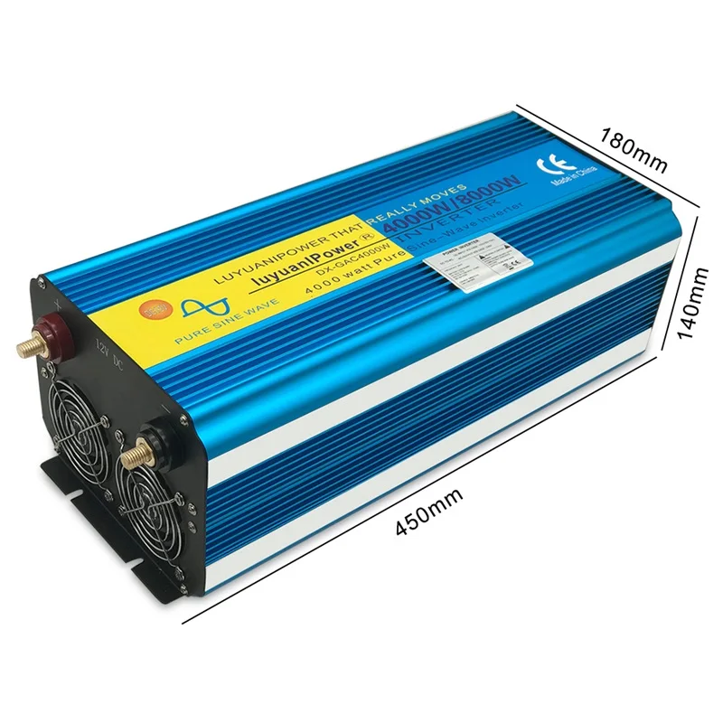 $269.99 Pure Sine Wave 8000W DC 12V/24V TO AC 220V/230V/240V solar power inverter with 3.1A USB dual LED display EU socket