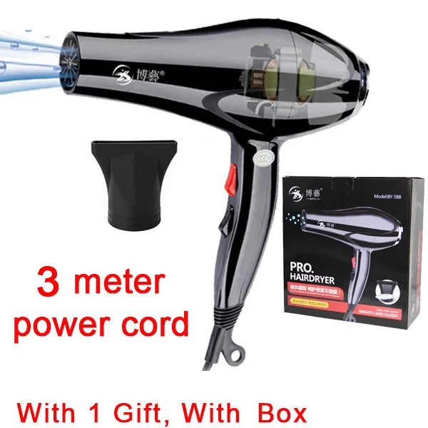 3 m with box Профессиональный мощный Фен для волос с двигателем переменного тока мощностью 2100 Вт для парикмахерских, парикмахерских, салонных инструментов, фен для волос с низким содержанием - Цвет: 3 m with box
