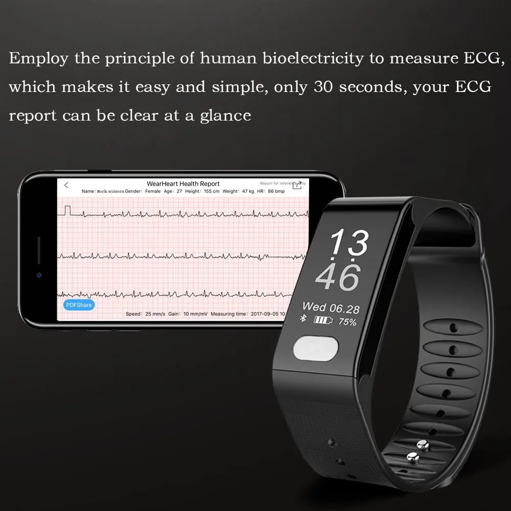 Sports Fitness Tracker Smart Bracelet T6 Heart Rate Monitor ECG Blood Pressure Band Pulse Wrist Watch for Men and Women | Наручные часы