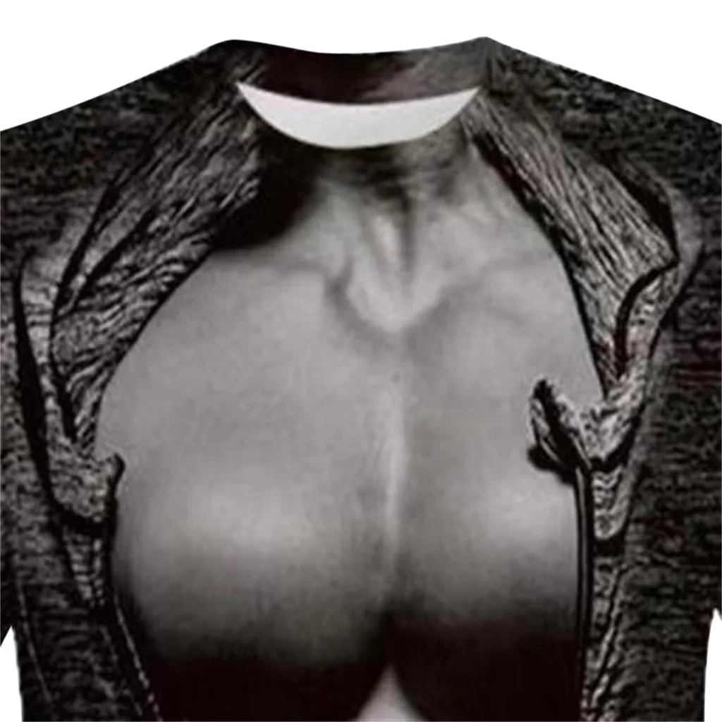 Short sleeve Men's Funny 3D Muscle Printing Fitness Elastic Sleeve T-shirt Top Drop Shipping Blouse Sprinting | Мужская одежда