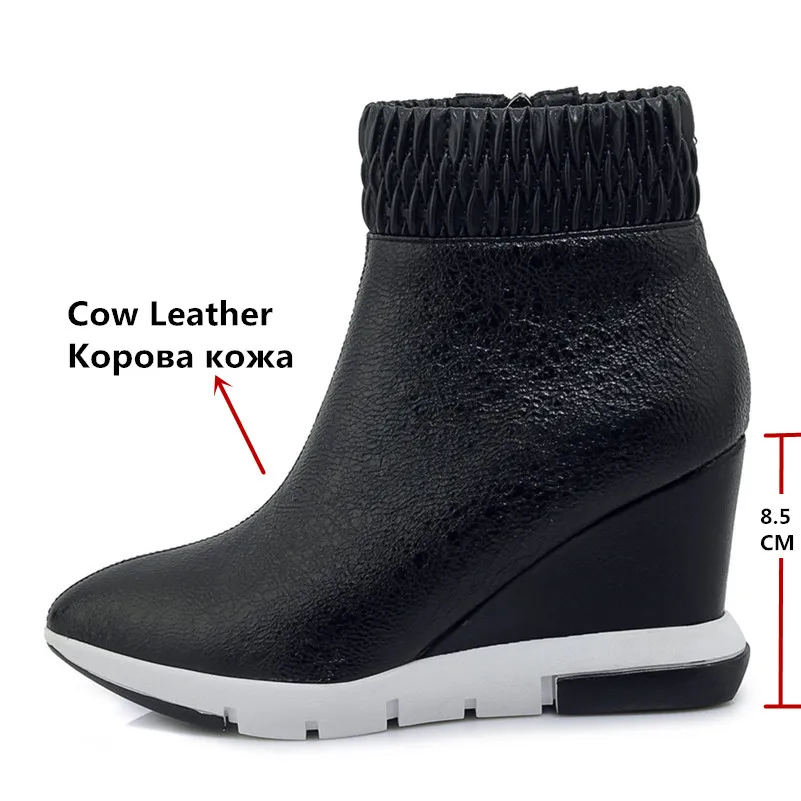 Женские Теплые ботильоны FEDONAS короткие ботинки на танкетке и платформе с молнией