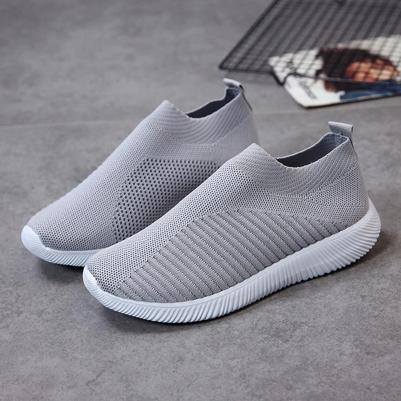 Bomlight Women Big Size 43 Autumn Sneakers mesh Female Casual Shoes Flats Slip On Flat Shoe Mesh Soft Walking Footwear | Обувь